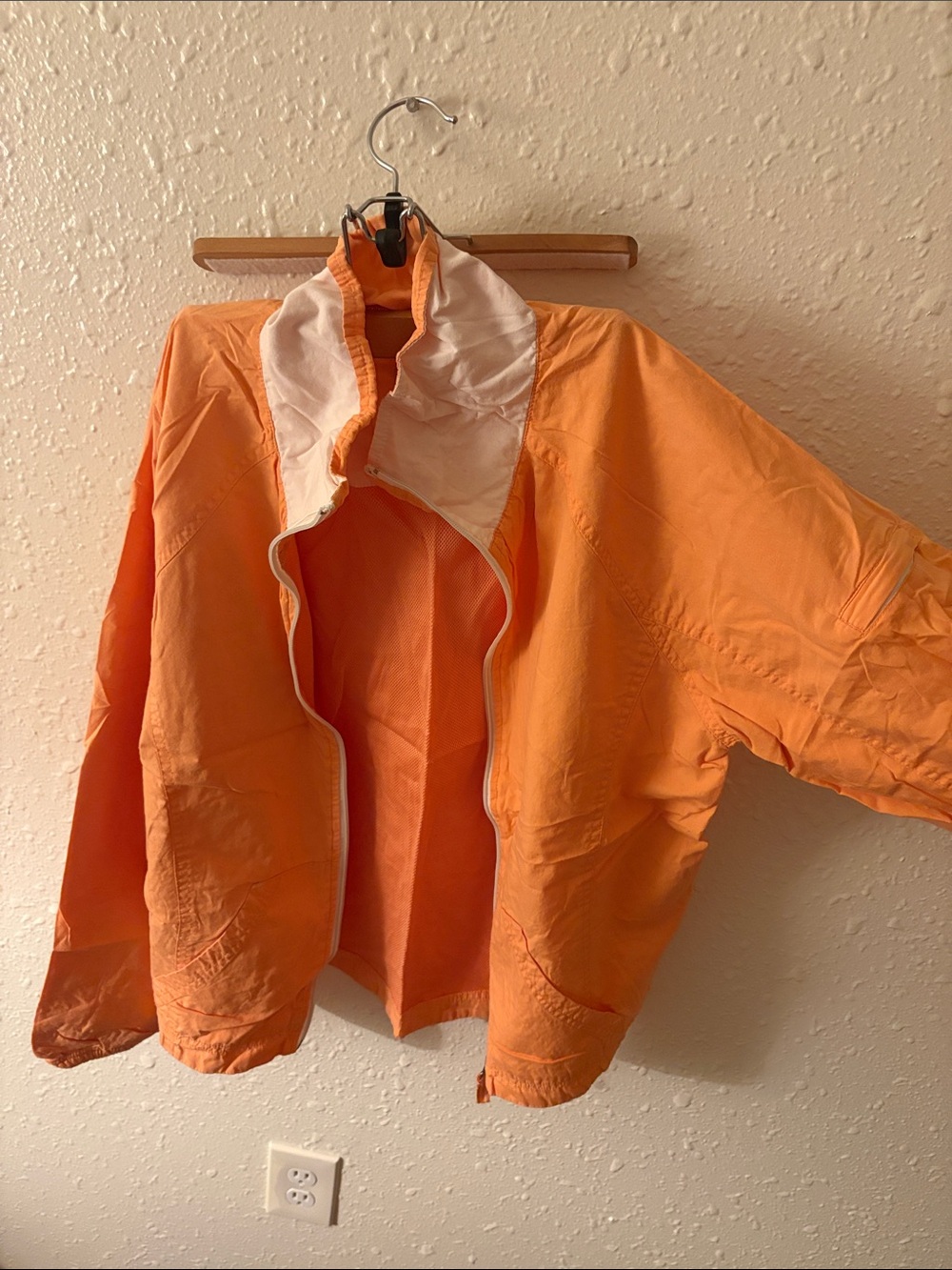 Cropped Orange Bomber Jacket with Cream Contrast Collar